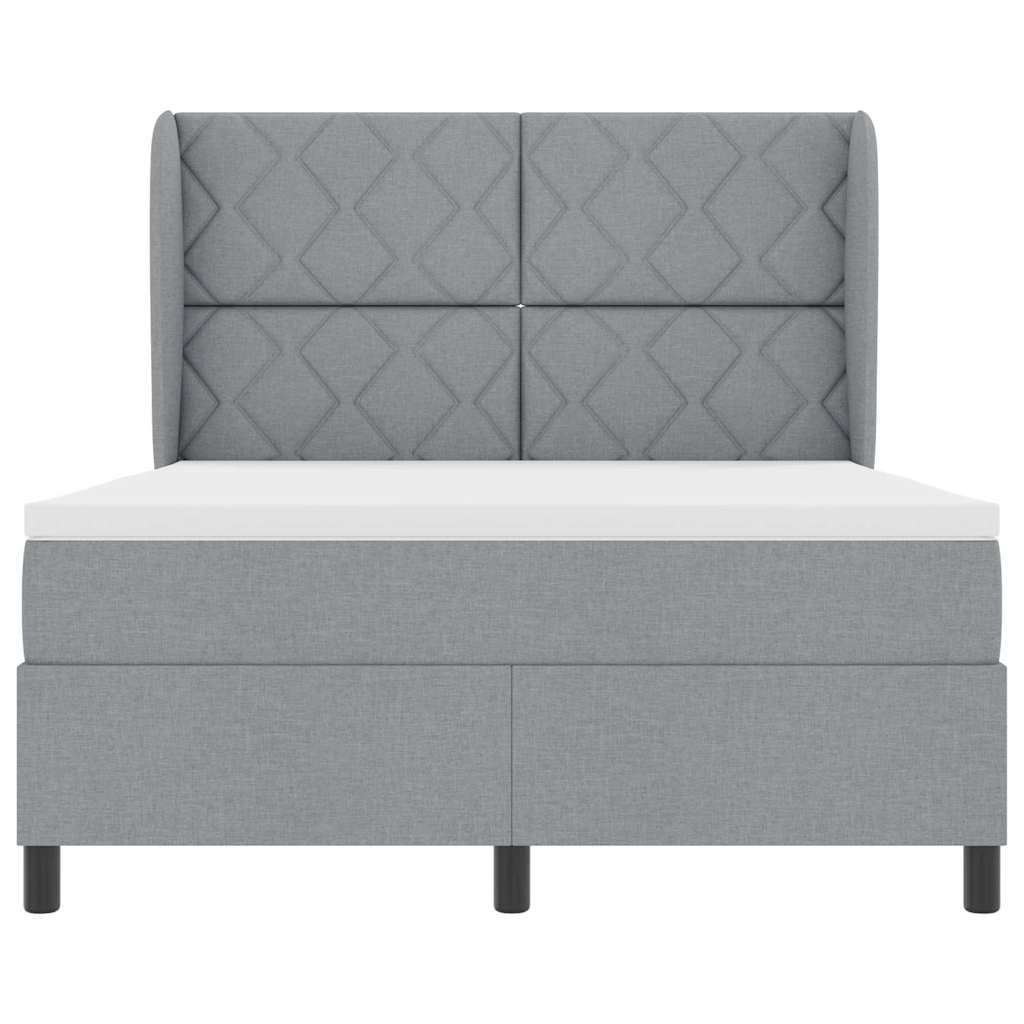 Boxspringbett mit Kopfteil Hellgrau 160 x 200 cm Stoff