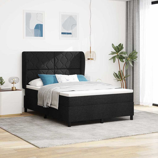 Boxspringbett mit Matratze Schwarz 160 x 200 cm Stoff