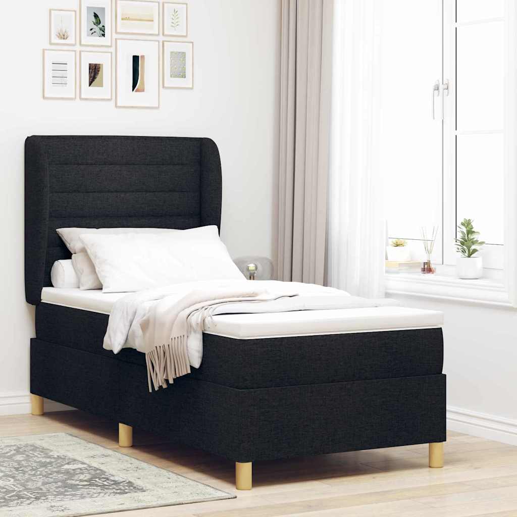 Boxspringbett mit Matratze Schwarz 200 x 80 cm Stoff