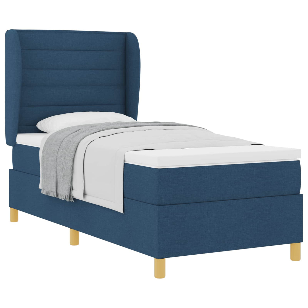 Boxspringbett mit Matratze mit Kopfteil Blau 190 x 90 cm Stoff