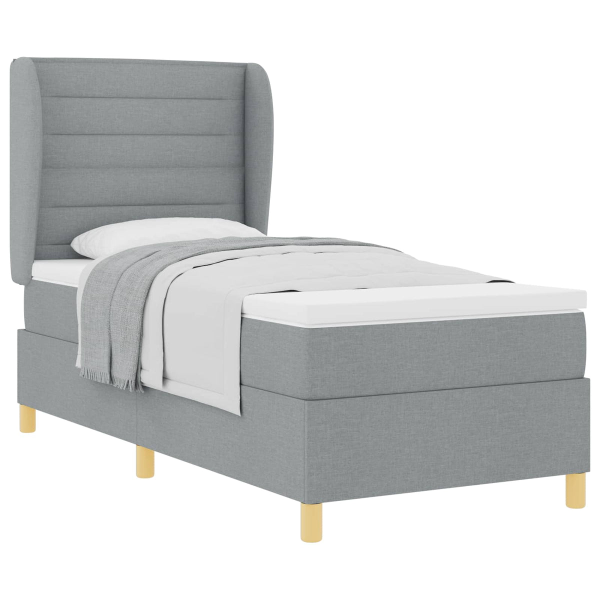 Boxspringbett mit Matratze Hellgrau 200 x 90 cm Stoff