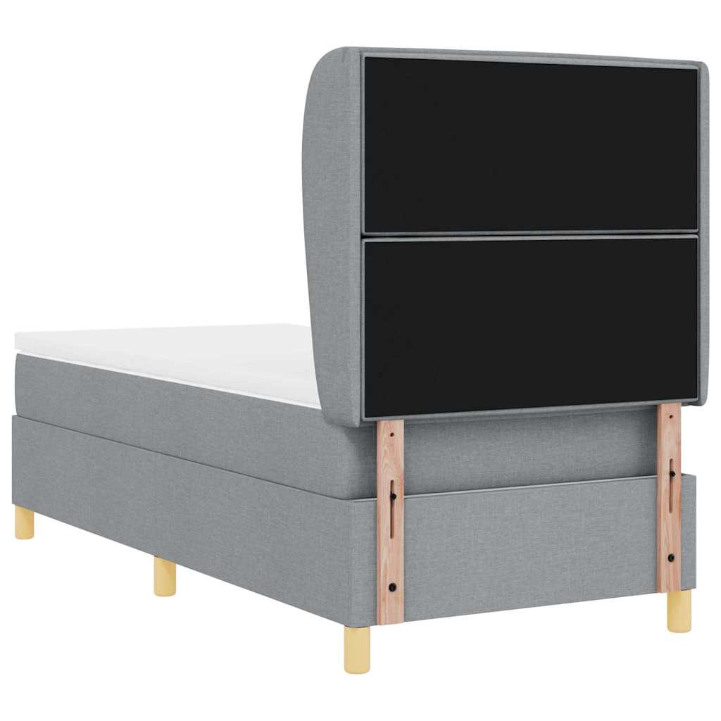 Boxspringbett mit Matratze Hellgrau 200 x 90 cm Stoff