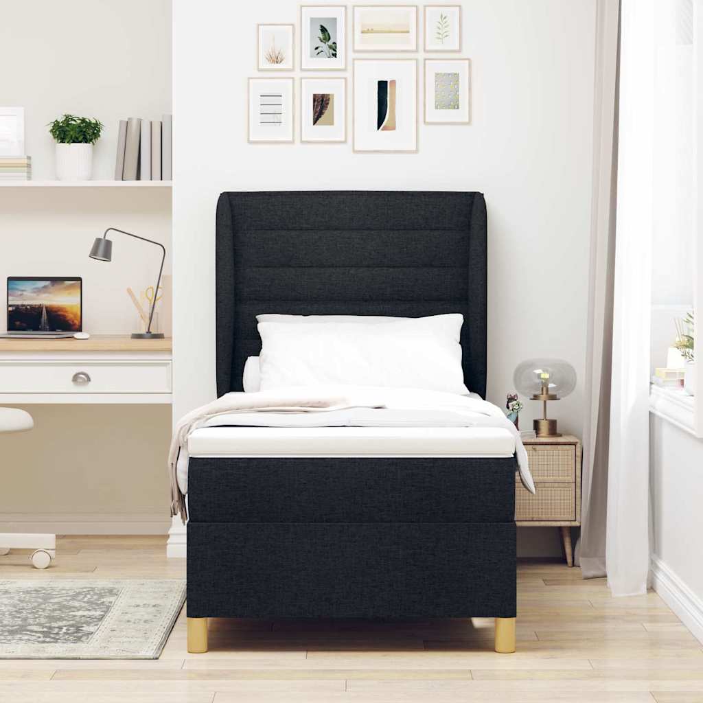 Boxspringbett mit Matratze Schwarz 200 x 100 cm Stoff