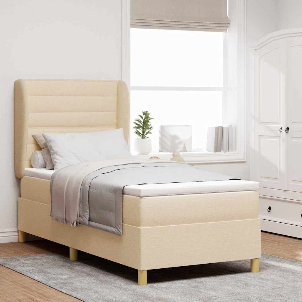 Boxspringbett mit Matratze Creme 200 x 100 cm Stoff