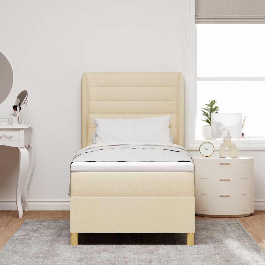 Boxspringbett mit Matratze Creme 200 x 100 cm Stoff
