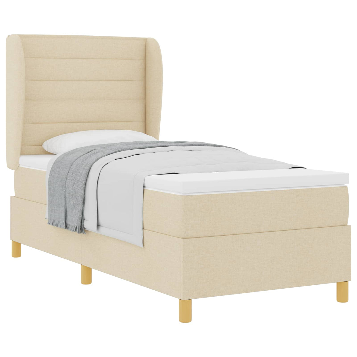 Boxspringbett mit Matratze Creme 200 x 100 cm Stoff