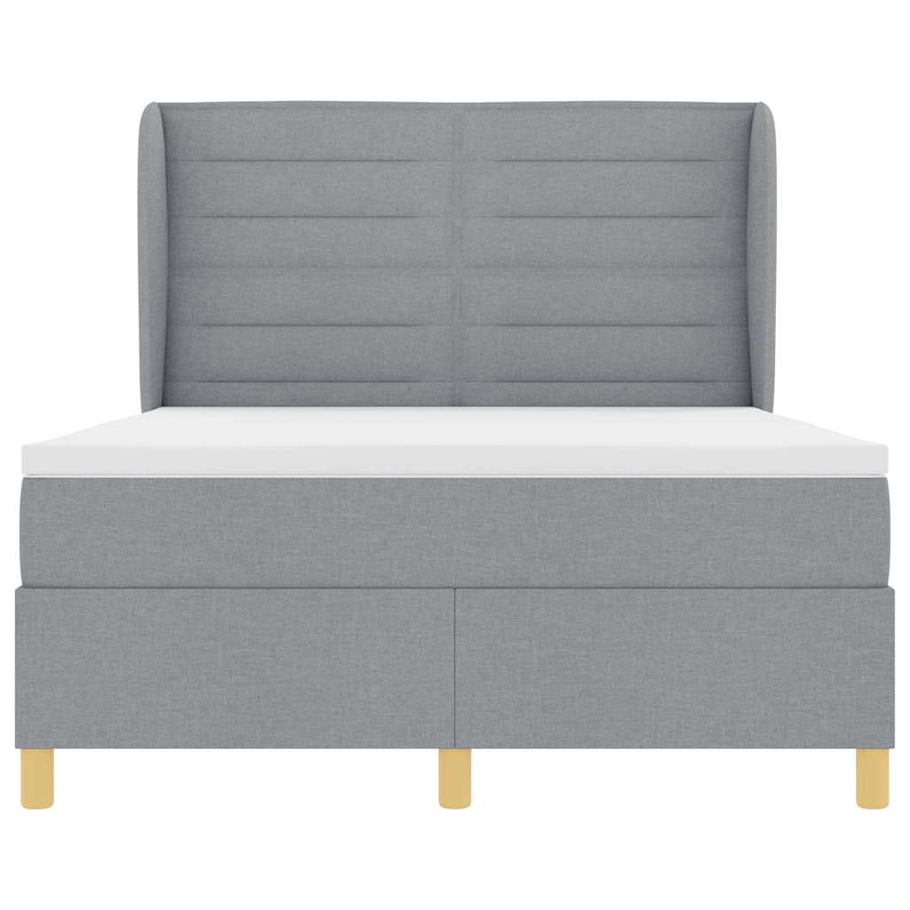 Boxspringbett mit Matratze Hellgrau 190 x 140 cm Stoff
