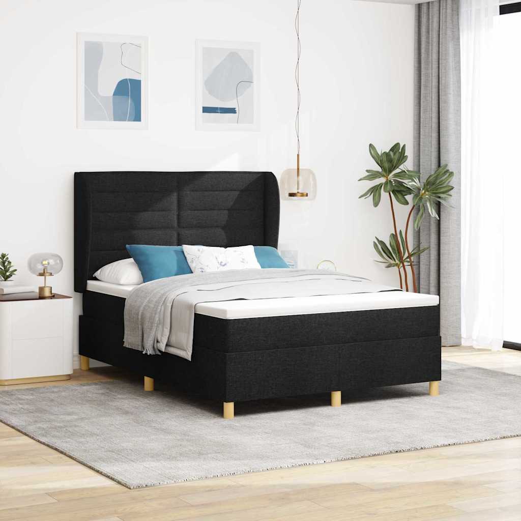 Boxspringbett mit Matratze Schwarz 190 x 140 cm Stoff