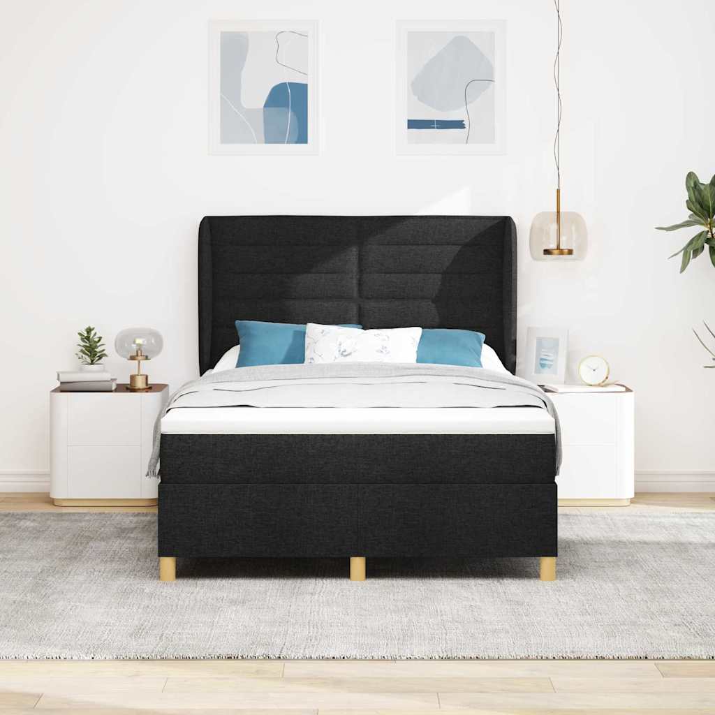 Boxspringbett mit Matratze Schwarz 190 x 140 cm Stoff