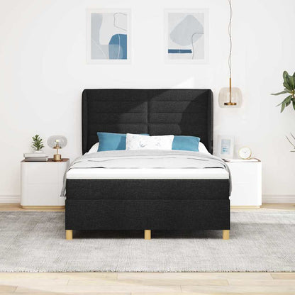 Boxspringbett mit Matratze Schwarz 190 x 140 cm Stoff