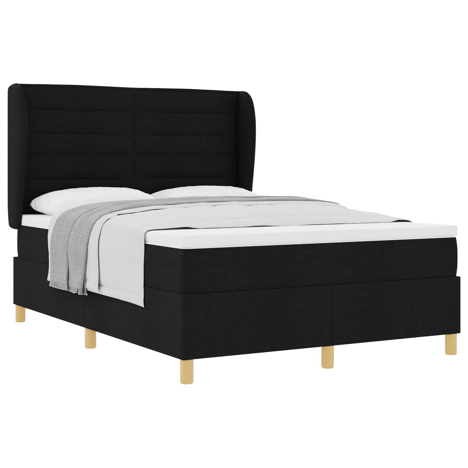Boxspringbett mit Matratze Schwarz 190 x 140 cm Stoff