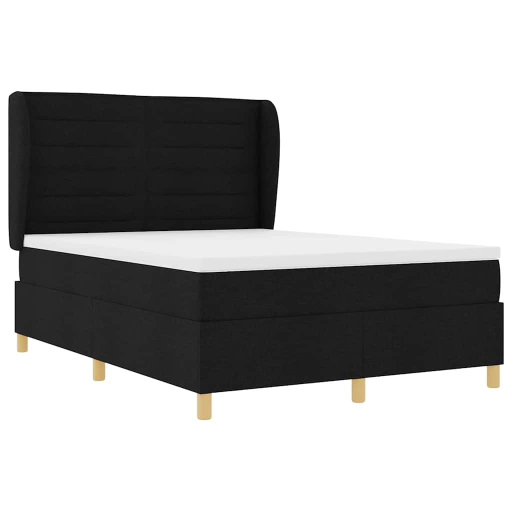 Boxspringbett mit Matratze Schwarz 190 x 140 cm Stoff