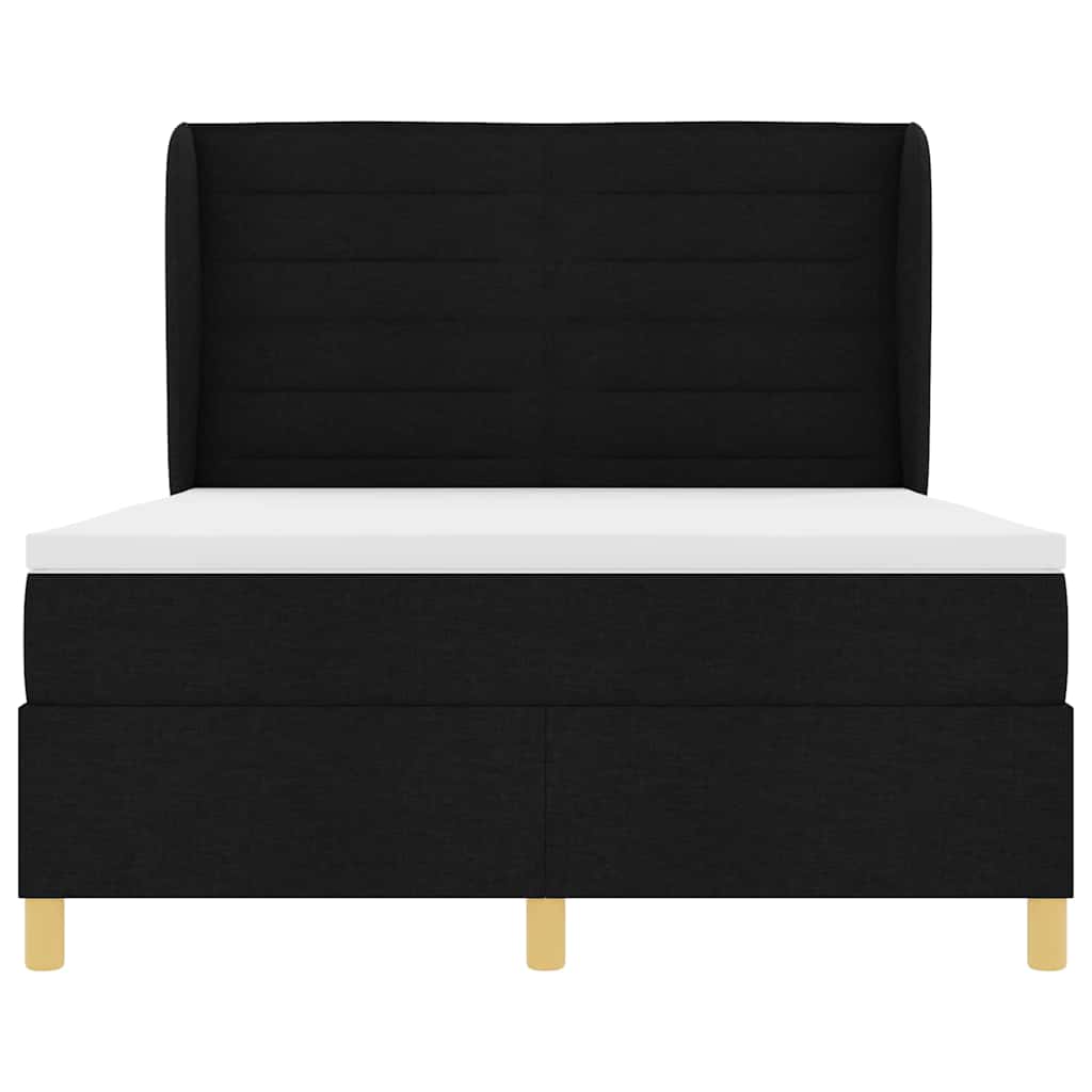 Boxspringbett mit Matratze Schwarz 190 x 140 cm Stoff