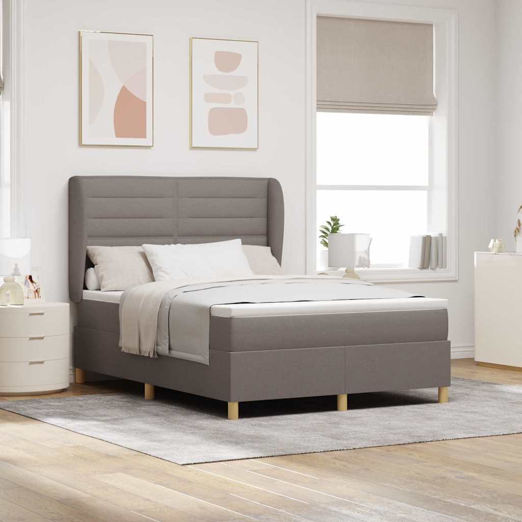 Boxspringbett mit Kopfteil Taupe 190 x 140 cm Stoff
