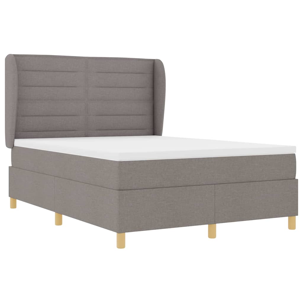 Boxspringbett mit Kopfteil Taupe 190 x 140 cm Stoff