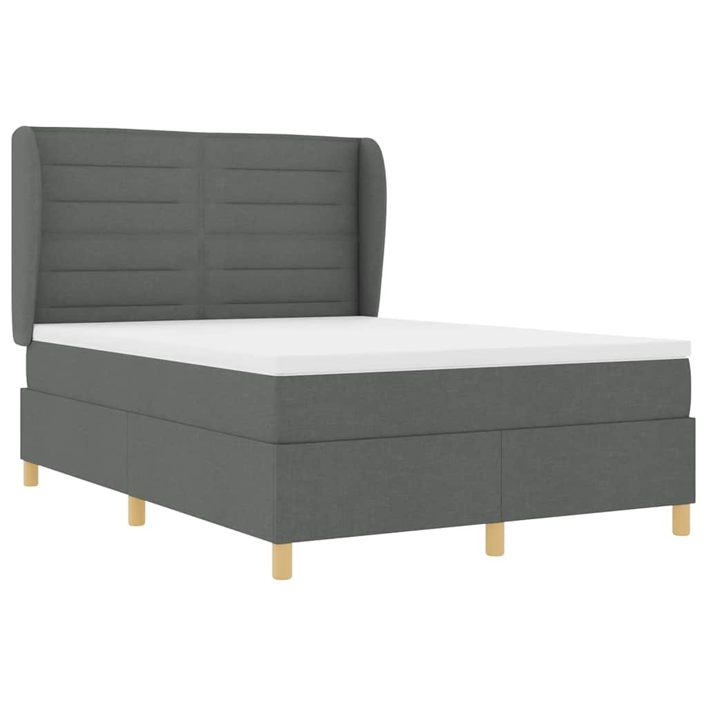 Boxspringbett mit Matratze Dunkelgrau 200 x 140 cm Stoff