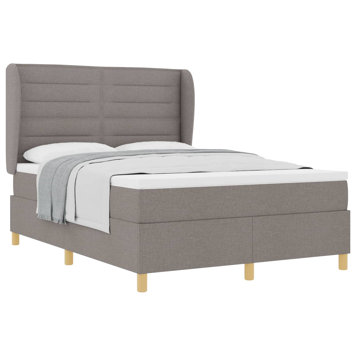 Boxspringbett mit Kopfteil Taupe 200 x 140 cm Stoff