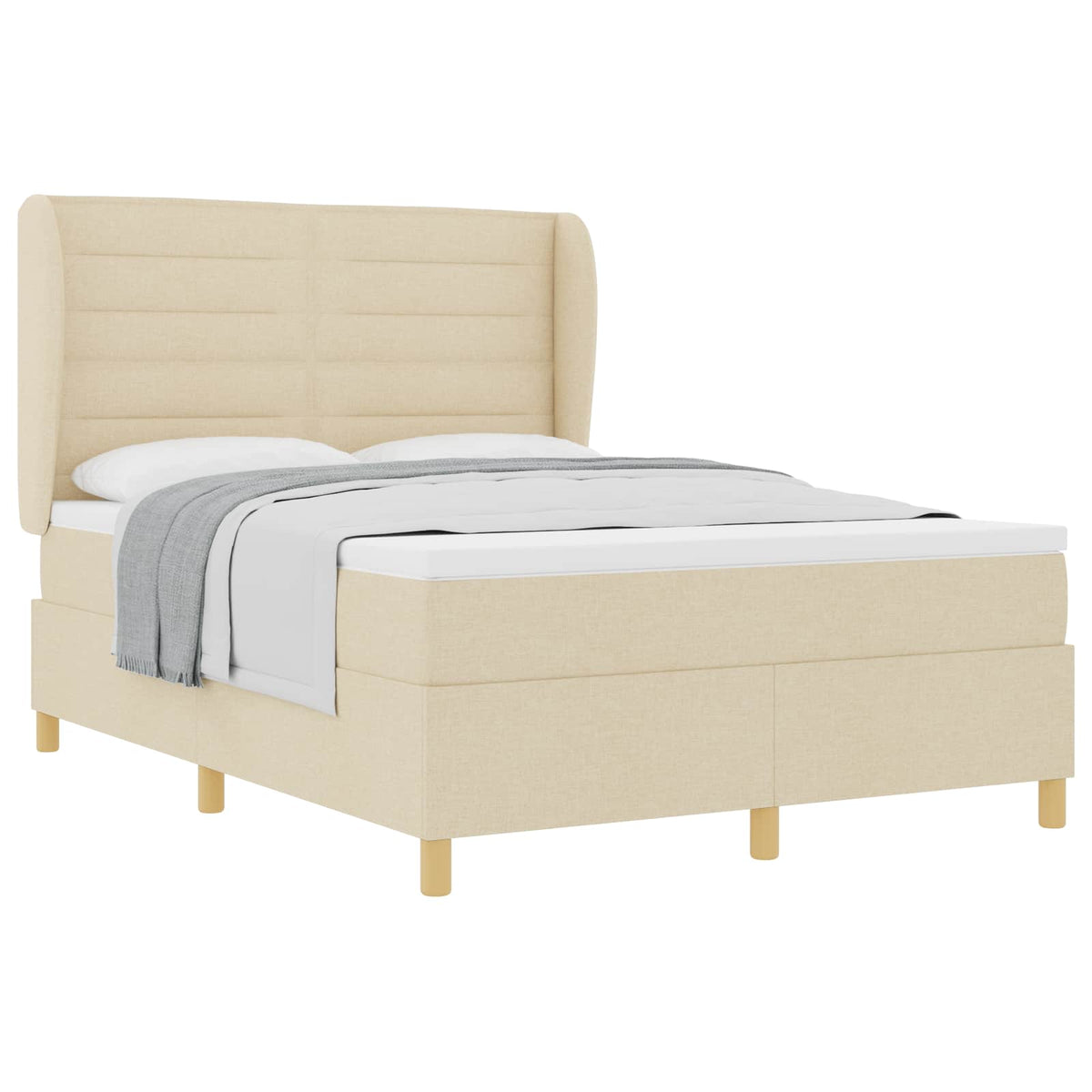 Boxspringbett mit Matratze Creme 200 x 140 cm Stoff