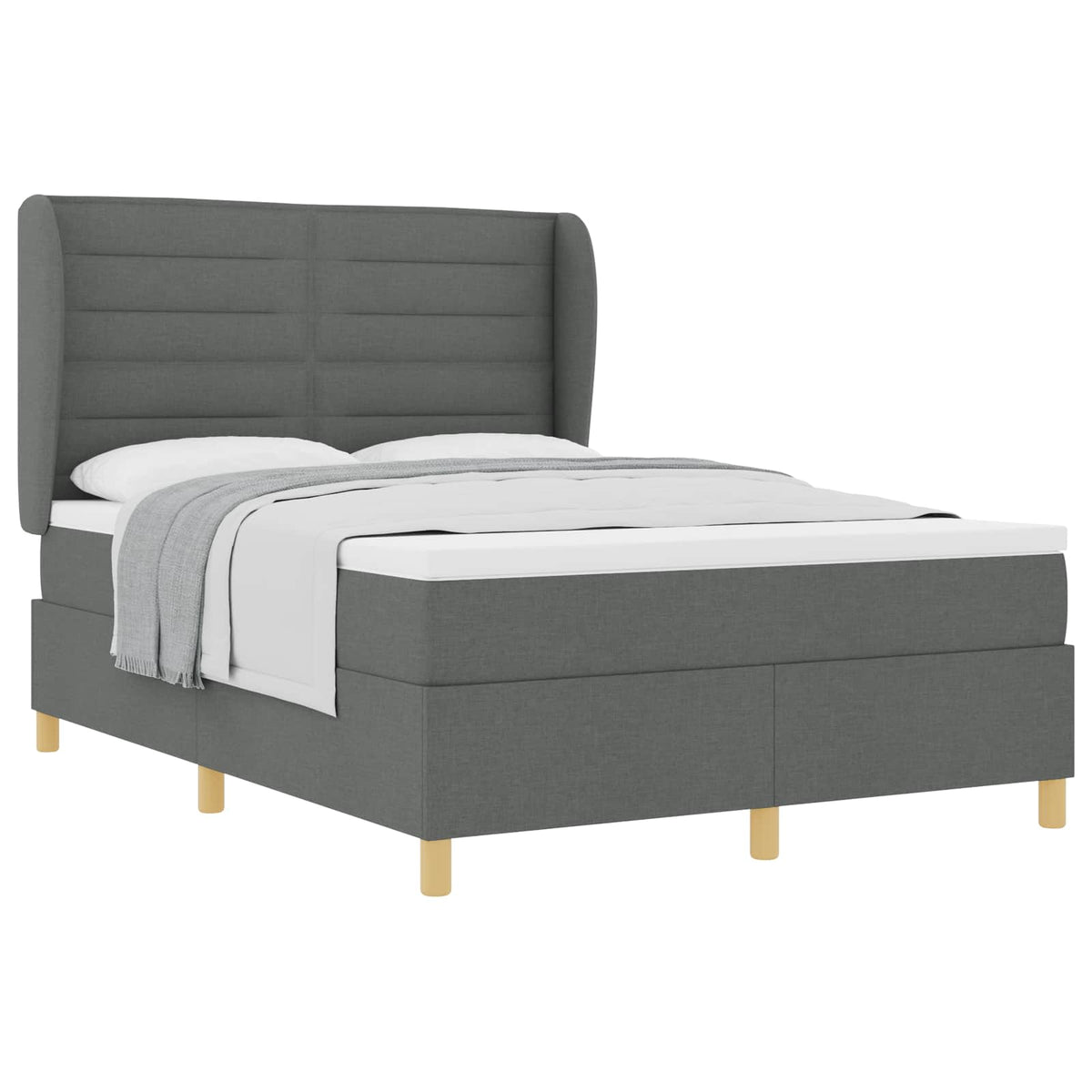 Boxspringbett mit Matratze Dunkelgrau 200 x 160 cm Stoff