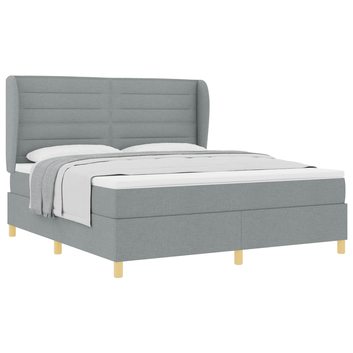 Boxspringbett mit Matratze Hellgrau 200 x 180 cm Stoff
