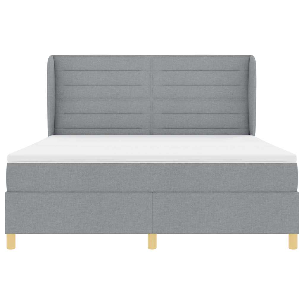Boxspringbett mit Matratze Hellgrau 200 x 180 cm Stoff