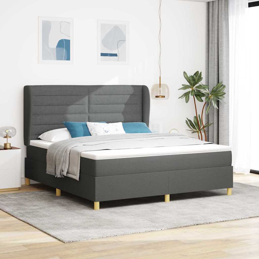 Boxspringbett mit Matratze Dunkelgrau 200 x 180 cm Stoff