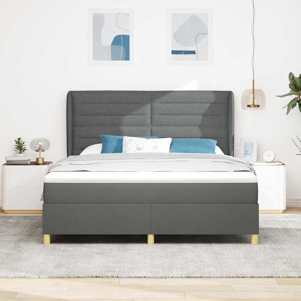 Boxspringbett mit Matratze Dunkelgrau 200 x 180 cm Stoff