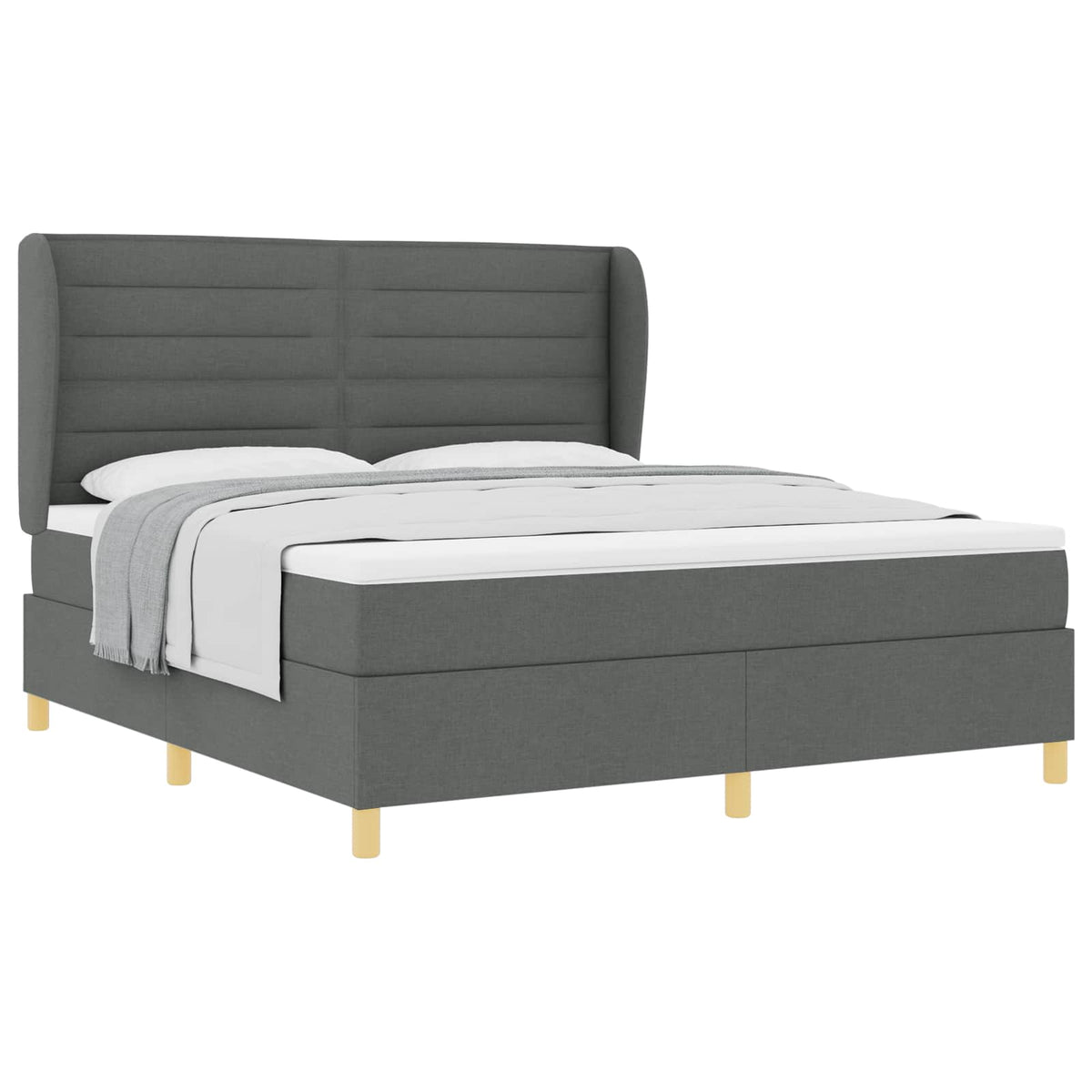 Boxspringbett mit Matratze Dunkelgrau 200 x 180 cm Stoff