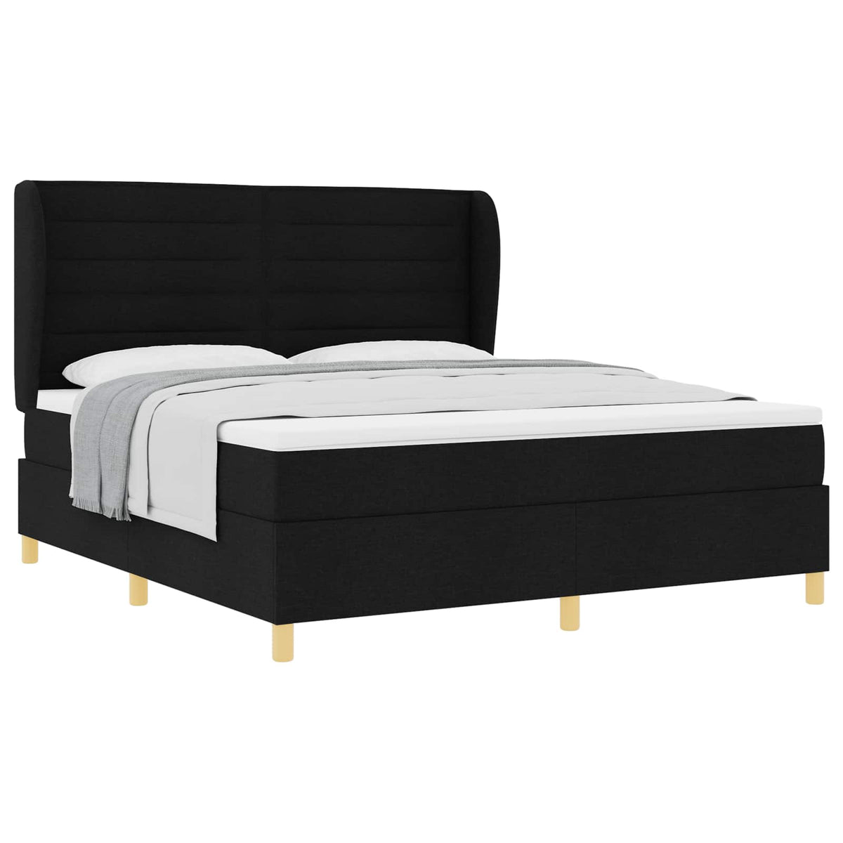 Boxspringbett mit Kopfteil Schwarz 200 x 180 cm Stoff