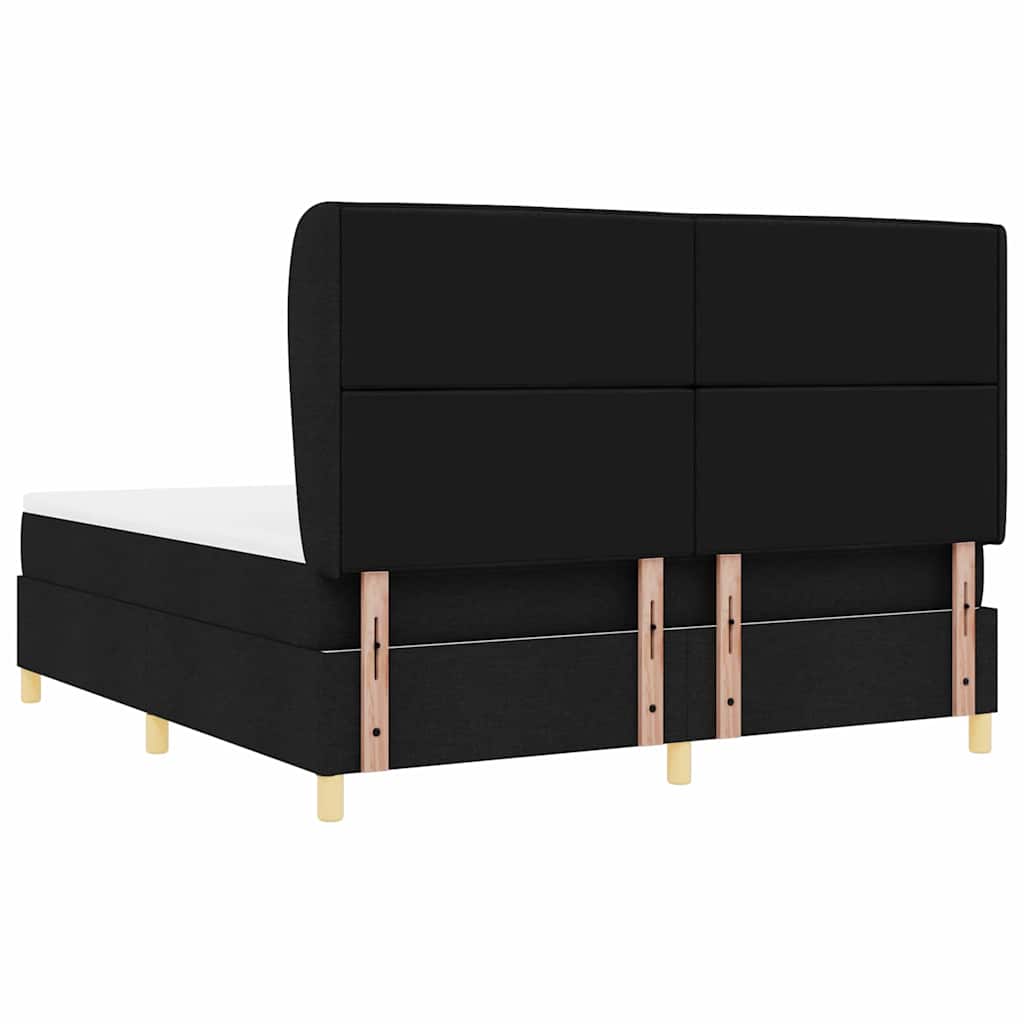 Boxspringbett mit Kopfteil Schwarz 200 x 180 cm Stoff