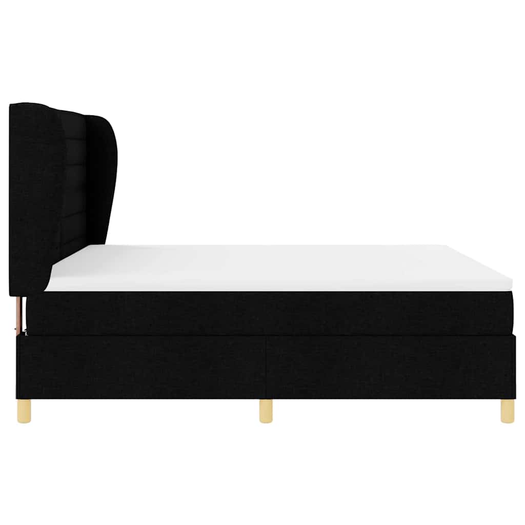 Boxspringbett mit Kopfteil Schwarz 200 x 180 cm Stoff