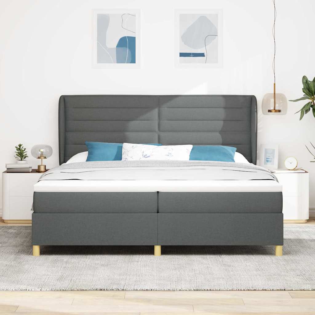 Boxspringbett mit Matratze Dunkelgrau 200 x 200 cm Stoff