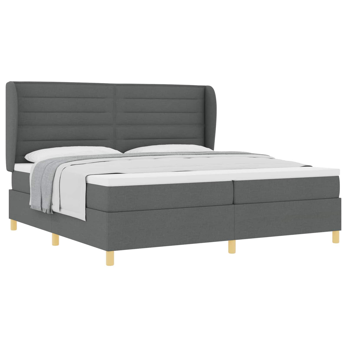 Boxspringbett mit Matratze Dunkelgrau 200 x 200 cm Stoff
