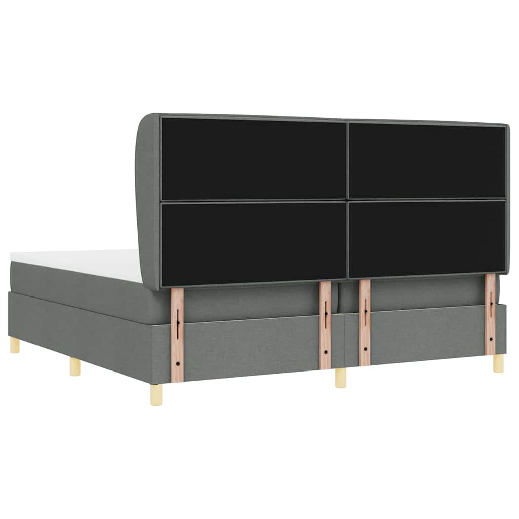 Boxspringbett mit Matratze Dunkelgrau 200 x 200 cm Stoff