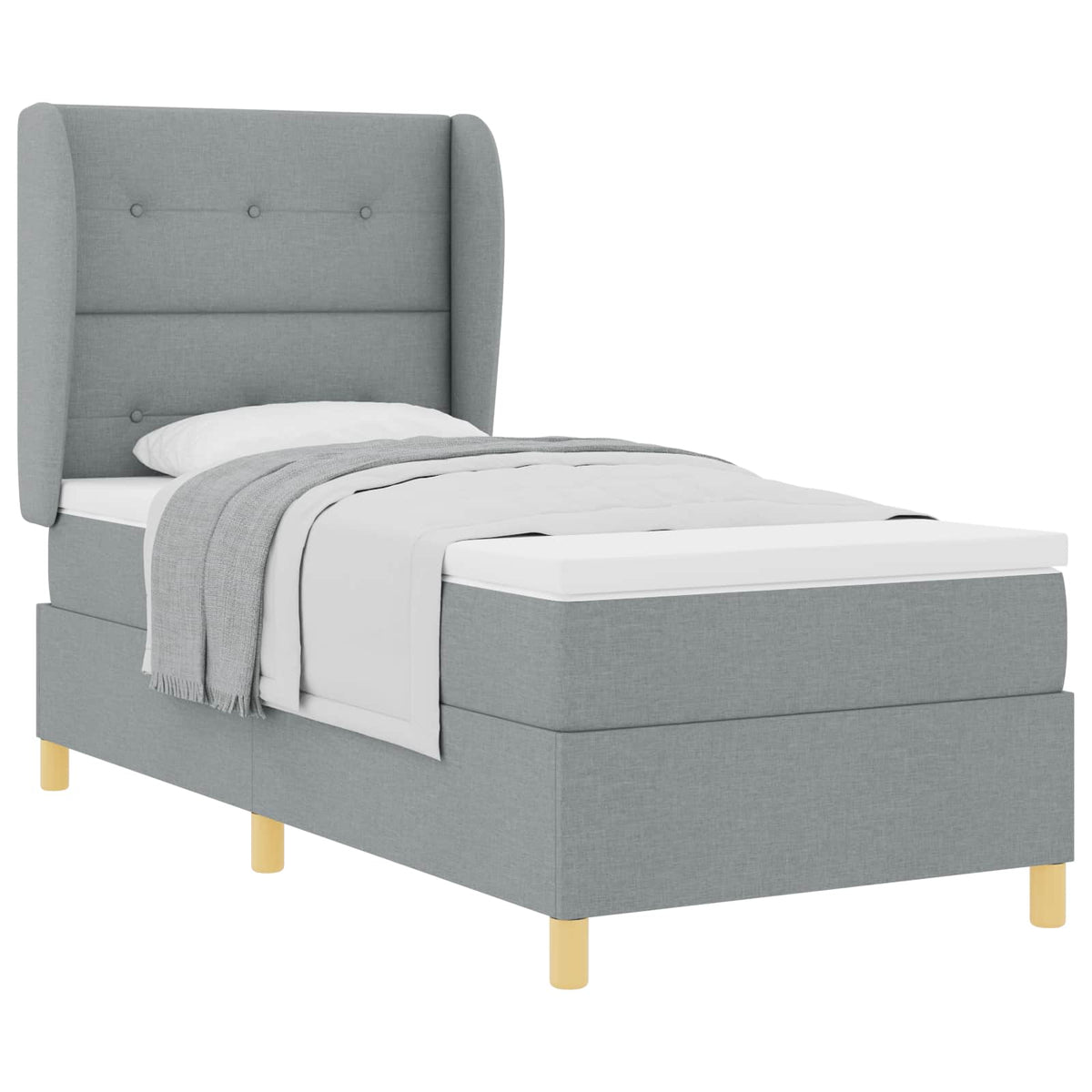 Boxspringbett mit Kopfteil Hellgrau 200 x 80 cm Stoff