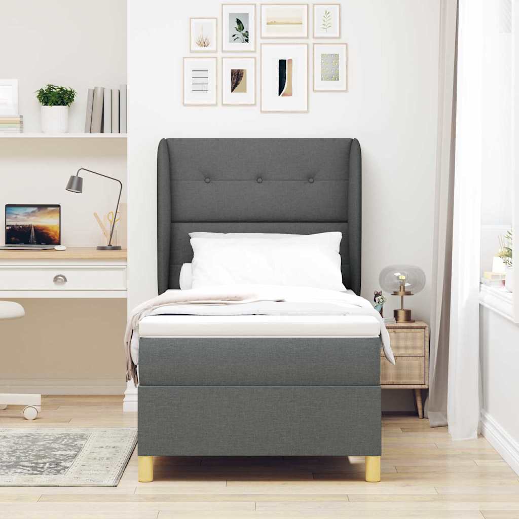 Boxspringbett mit Matratze Dunkelgrau 200 x 80 cm Stoff