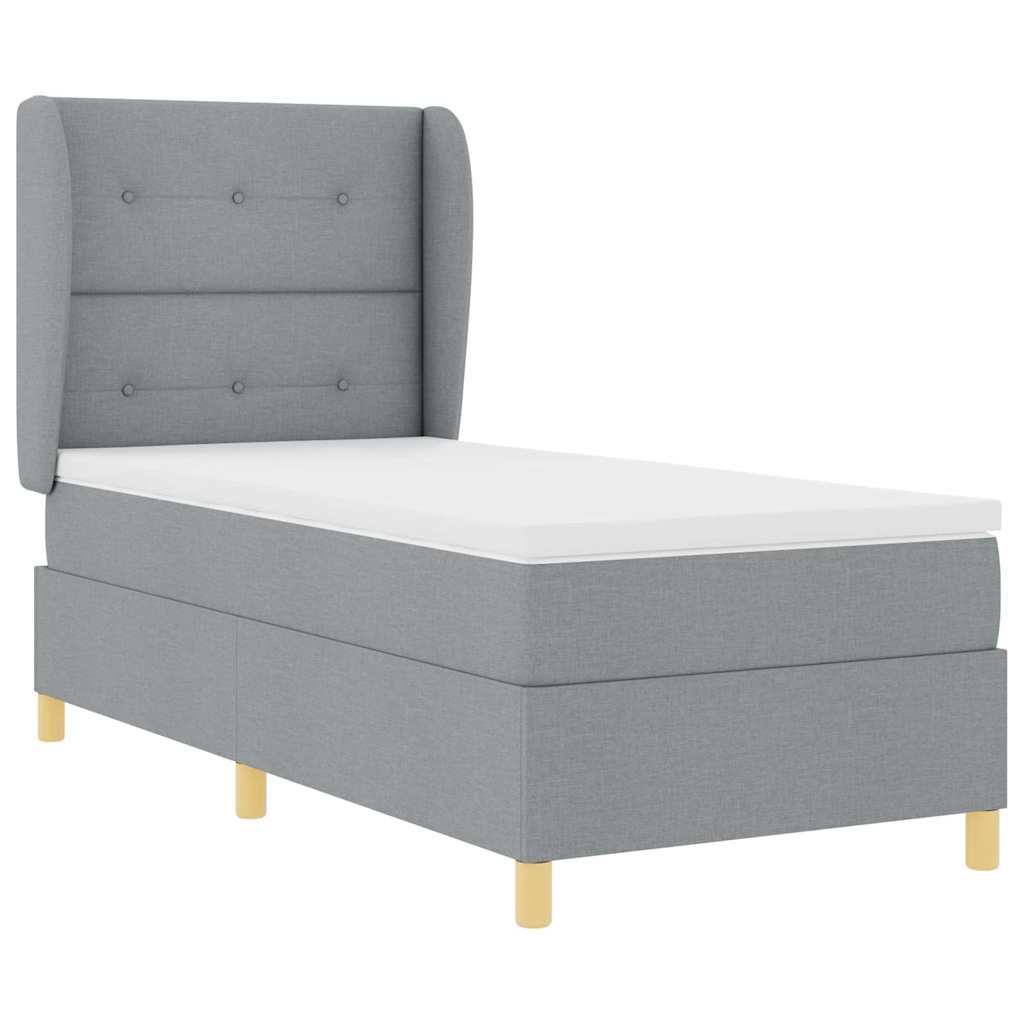 Boxspringbett mit Kopfteil Hellgrau 190 x 90 cm Stoff