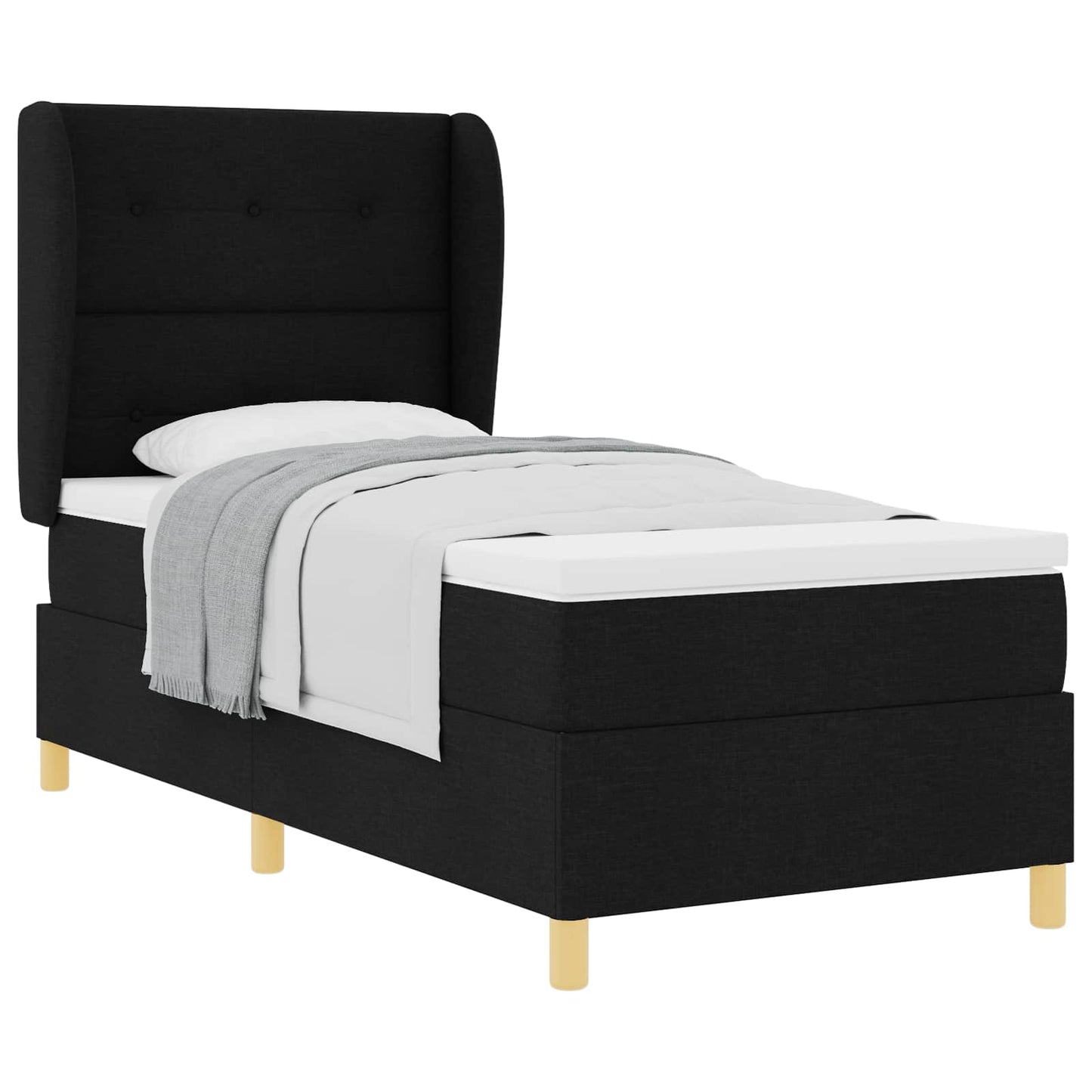 Boxspringbett mit Kopfteil Schwarz 190 x 90 cm Stoff