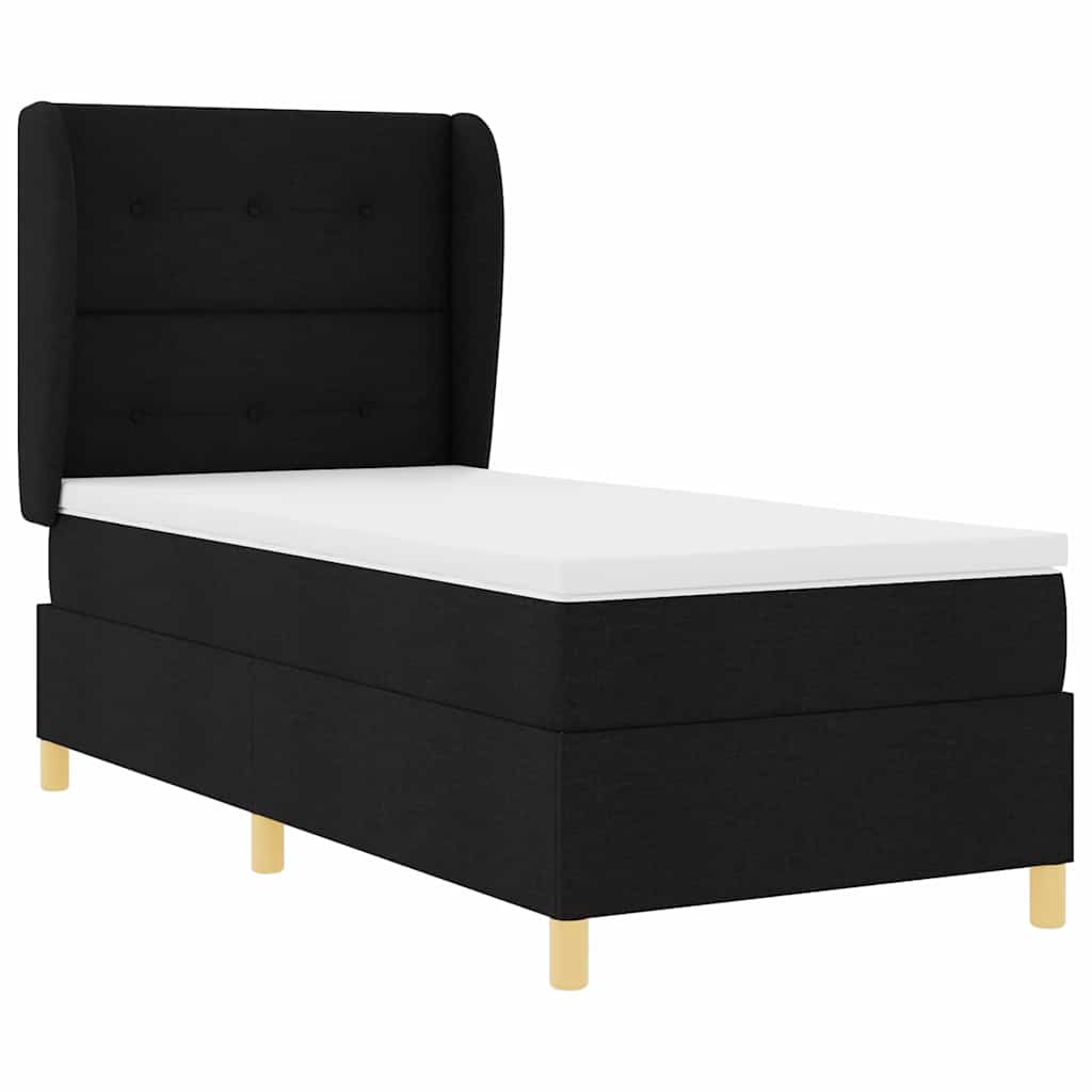 Boxspringbett mit Kopfteil Schwarz 190 x 90 cm Stoff