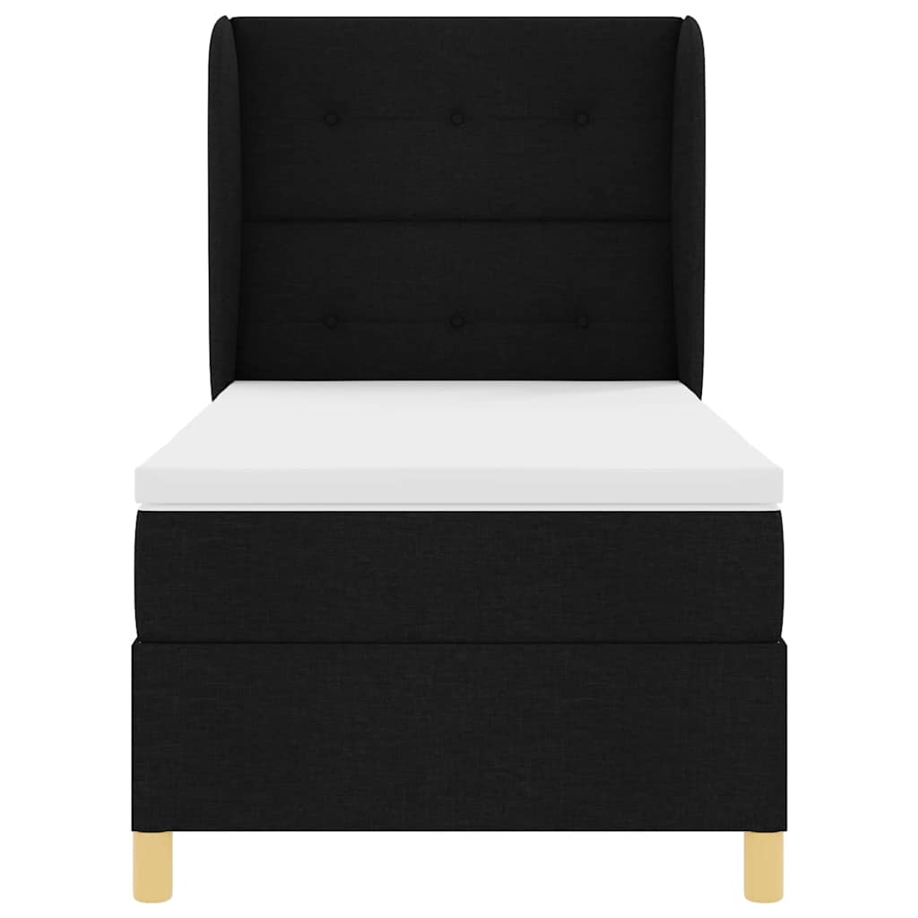 Boxspringbett mit Kopfteil Schwarz 190 x 90 cm Stoff