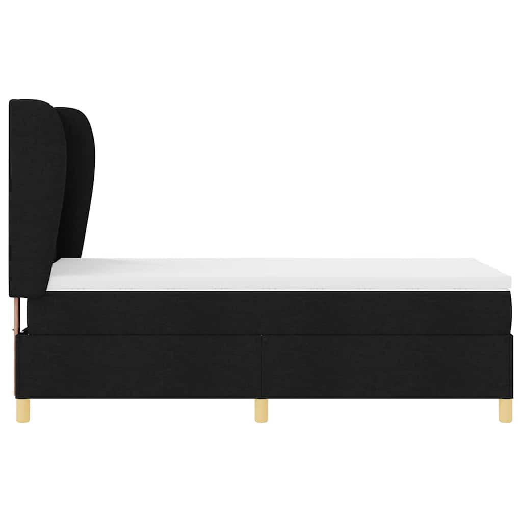 Boxspringbett mit Kopfteil Schwarz 190 x 90 cm Stoff