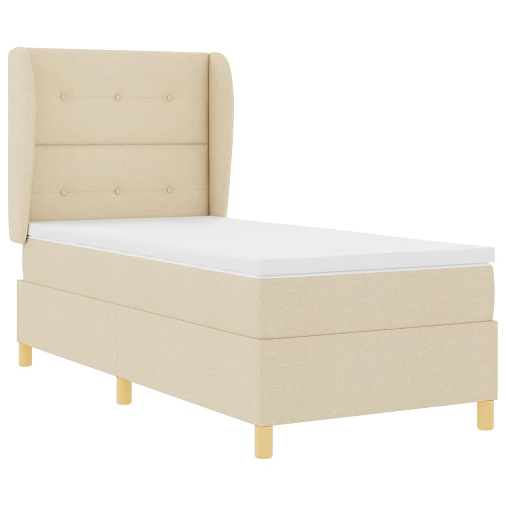Boxspringbett mit Matratze mit Kopfteil Creme 190 x 90 cm Stoff