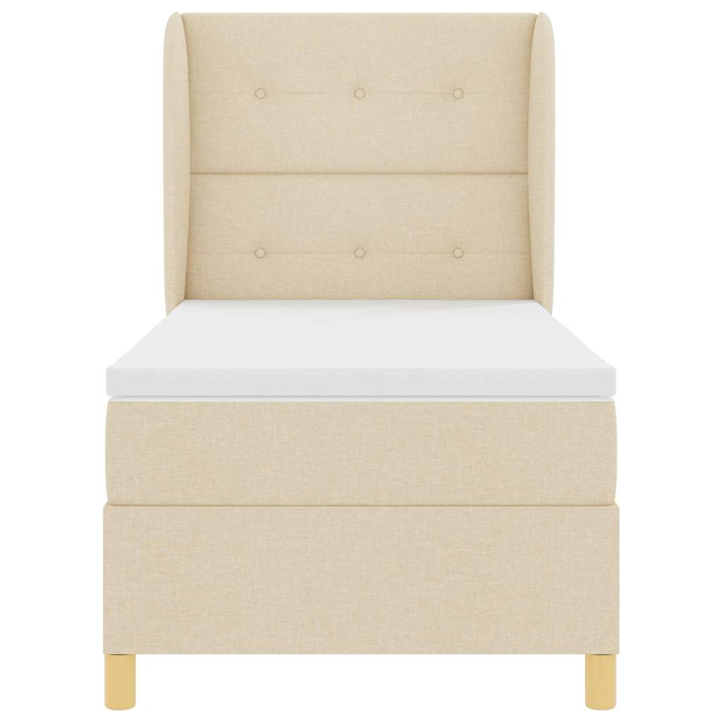Boxspringbett mit Matratze mit Kopfteil Creme 190 x 90 cm Stoff