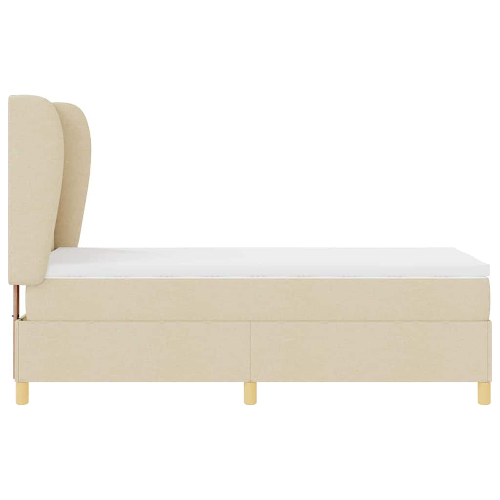 Boxspringbett mit Matratze mit Kopfteil Creme 190 x 90 cm Stoff