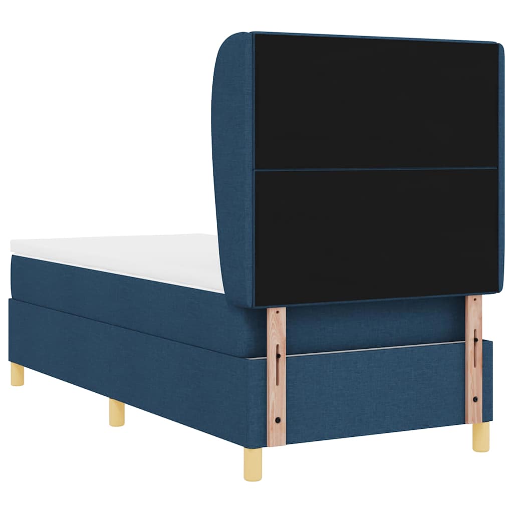 Boxspringbett mit Kopfteil Blau 190 x 90 cm Stoff