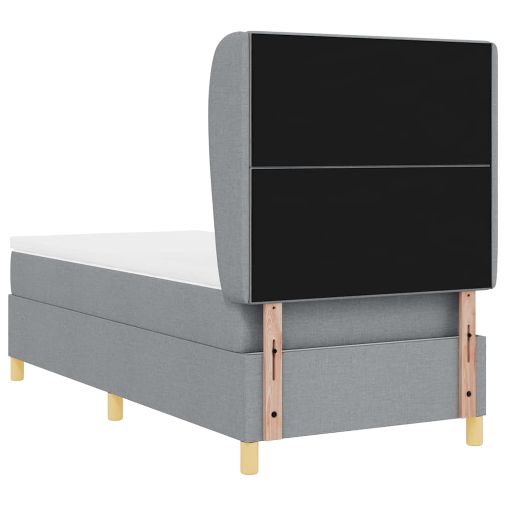 Boxspringbett mit Kopfteil Hellgrau 200 x 90 cm Stoff