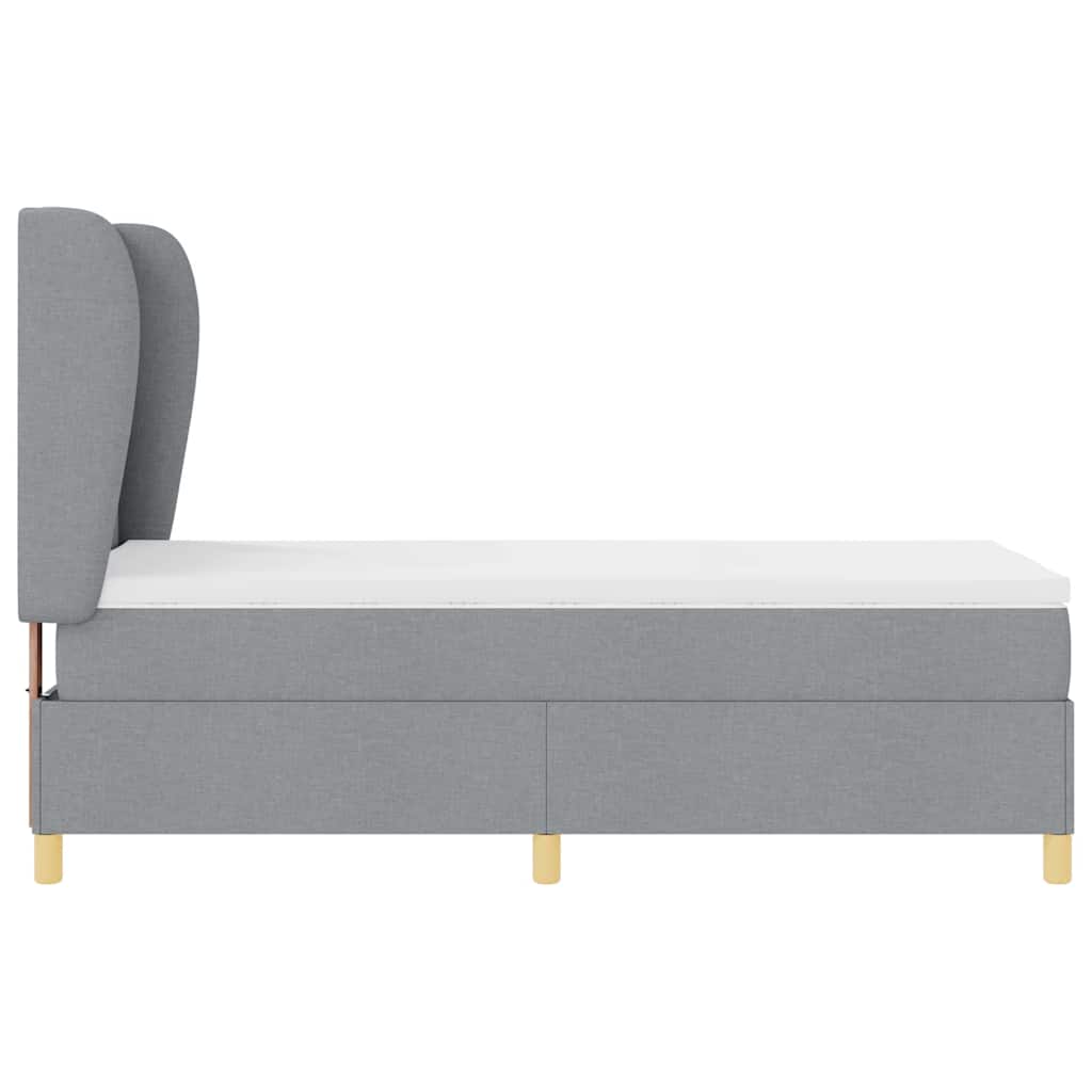 Boxspringbett mit Kopfteil Hellgrau 200 x 90 cm Stoff