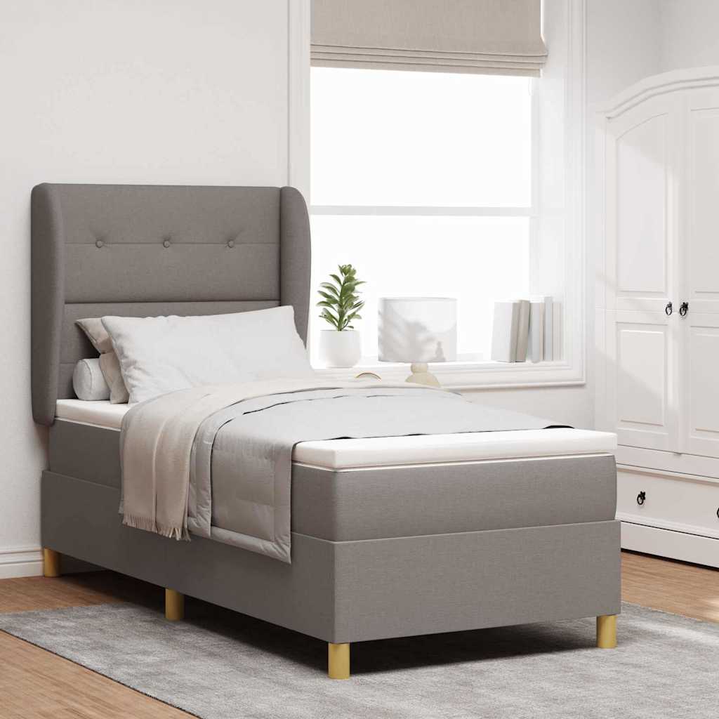 Boxspringbett mit Kopfteil Taupe 200 x 90 cm Stoff
