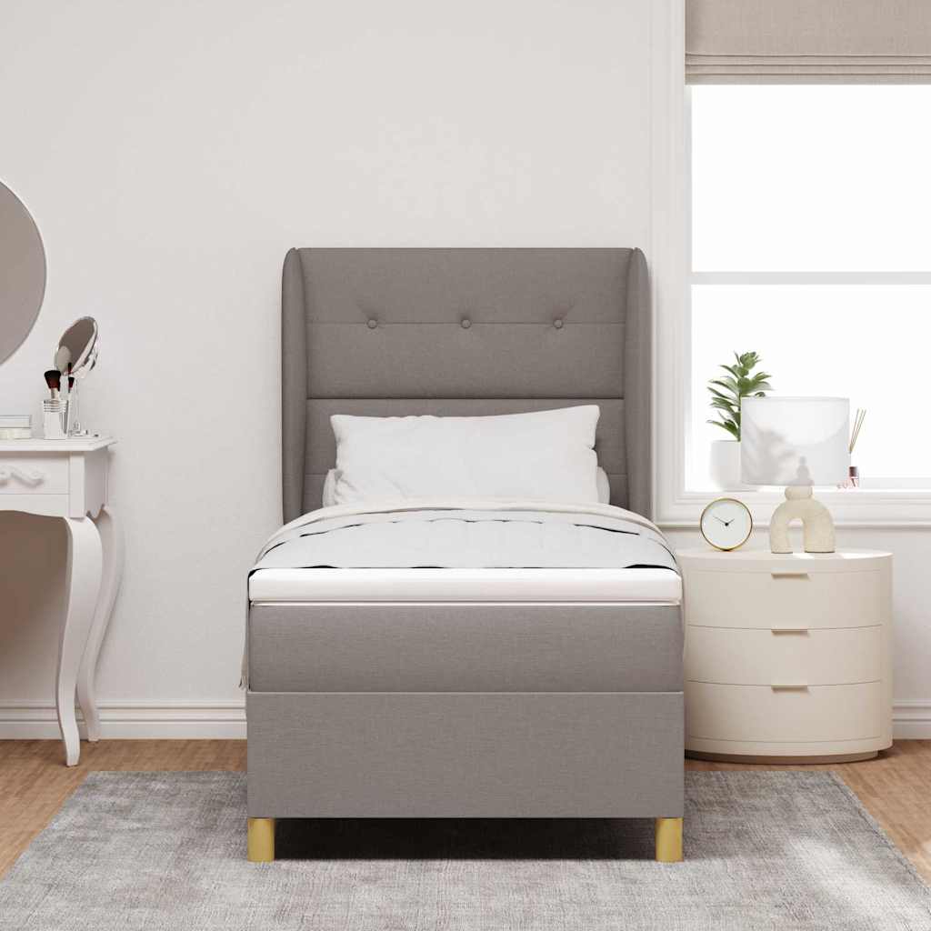 Boxspringbett mit Kopfteil Taupe 200 x 90 cm Stoff
