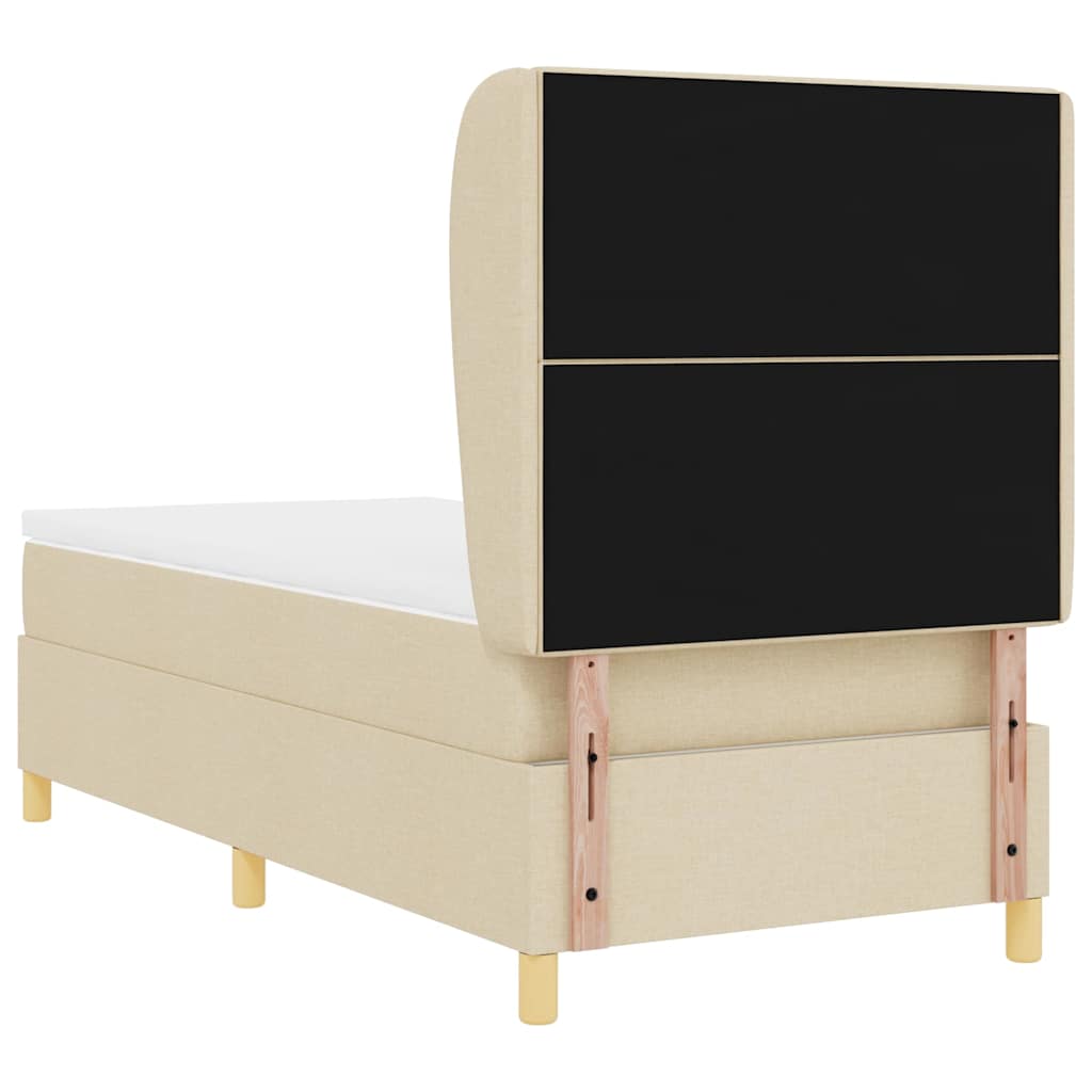 Boxspringbett mit Matratze mit Kopfteil Creme 200 x 90 cm Stoff